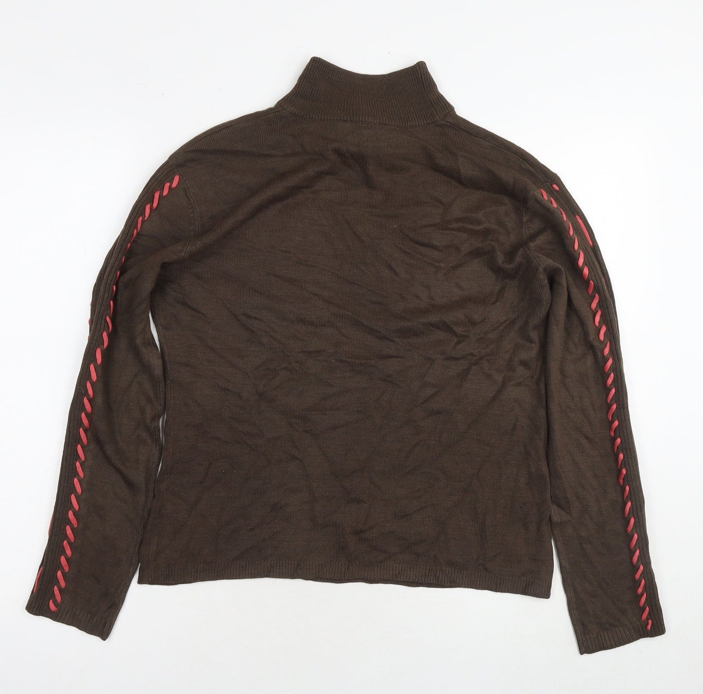 Janique Womens Brown Round Neck Polyester Pullover Jumper Size 14 - Knot Detail