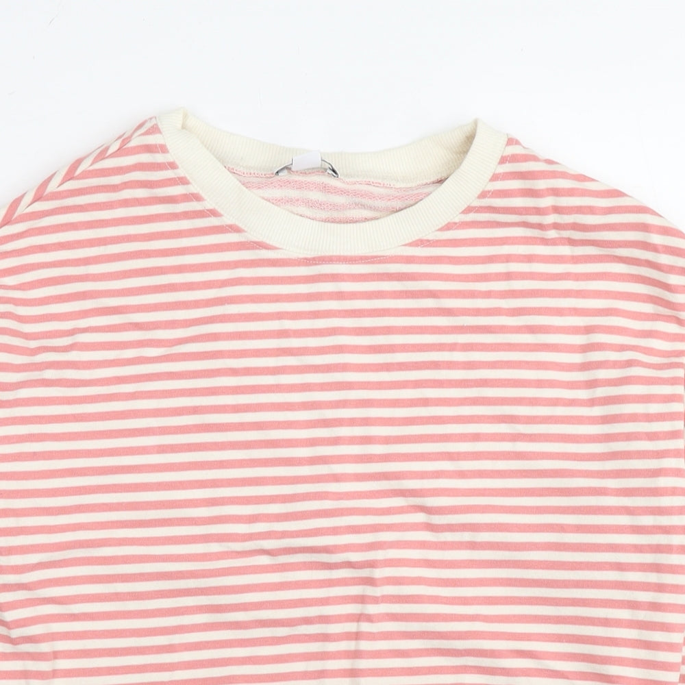 Khost Womens Pink Striped Cotton Pullover Sweatshirt Size 8 Pullover