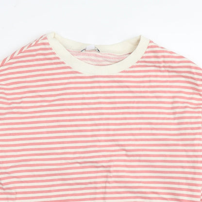Khost Womens Pink Striped Cotton Pullover Sweatshirt Size 8 Pullover