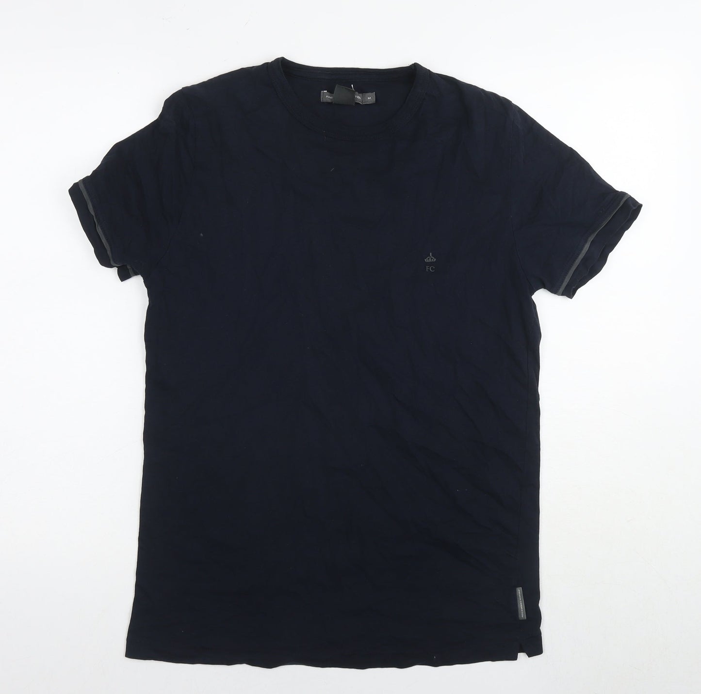 French Connection Mens Blue Cotton T-Shirt Size M Round Neck