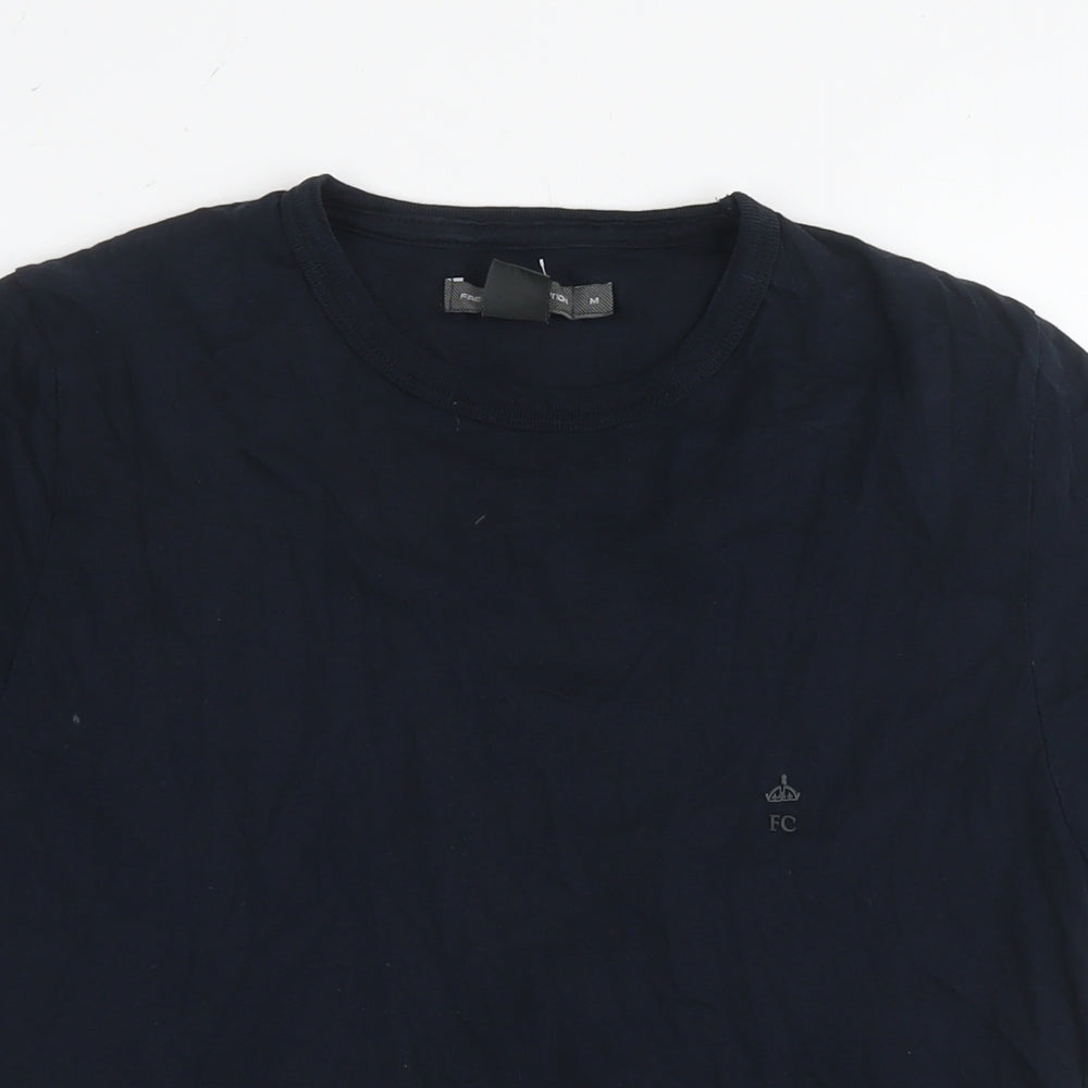 French Connection Mens Blue Cotton T-Shirt Size M Round Neck