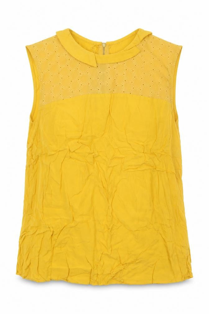 Oasis Womens Yellow Viscose Basic Tank Size 14 Round Neck