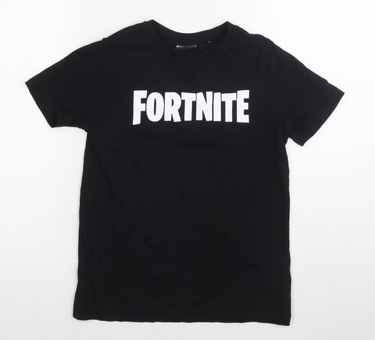 Fortnite Mens Black Cotton T-Shirt Size S Round Neck - Logo