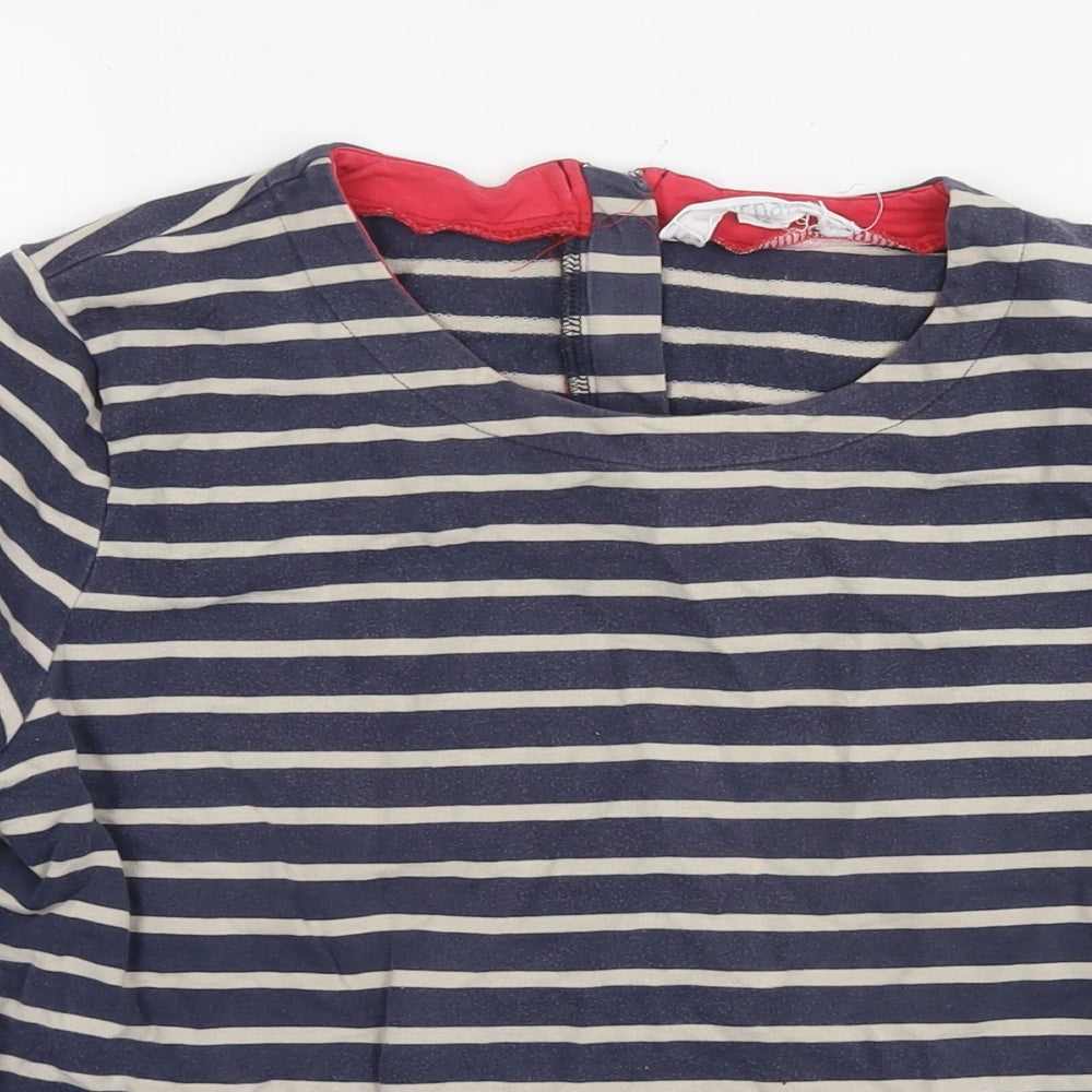 Tulchan Womens Blue Striped Cotton Basic T-Shirt Size 12 Round Neck
