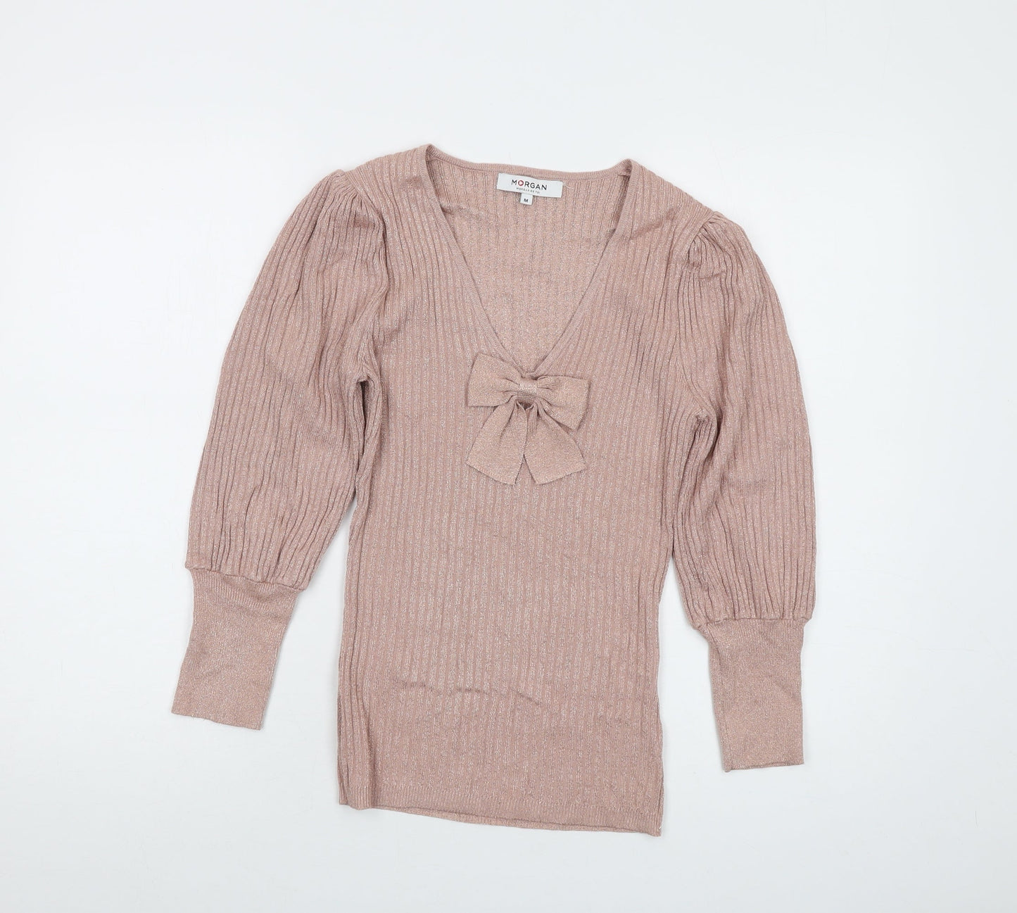 Morgan Womens Pink Round Neck Acrylic Pullover Jumper Size M