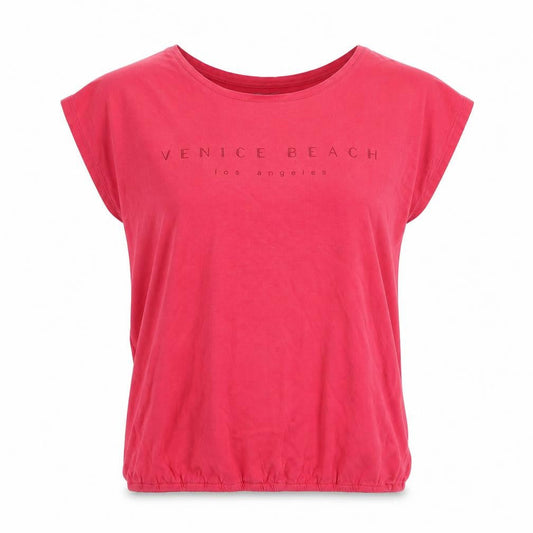 Venice Beach Womens Pink Cotton Basic T-Shirt Size S Round Neck