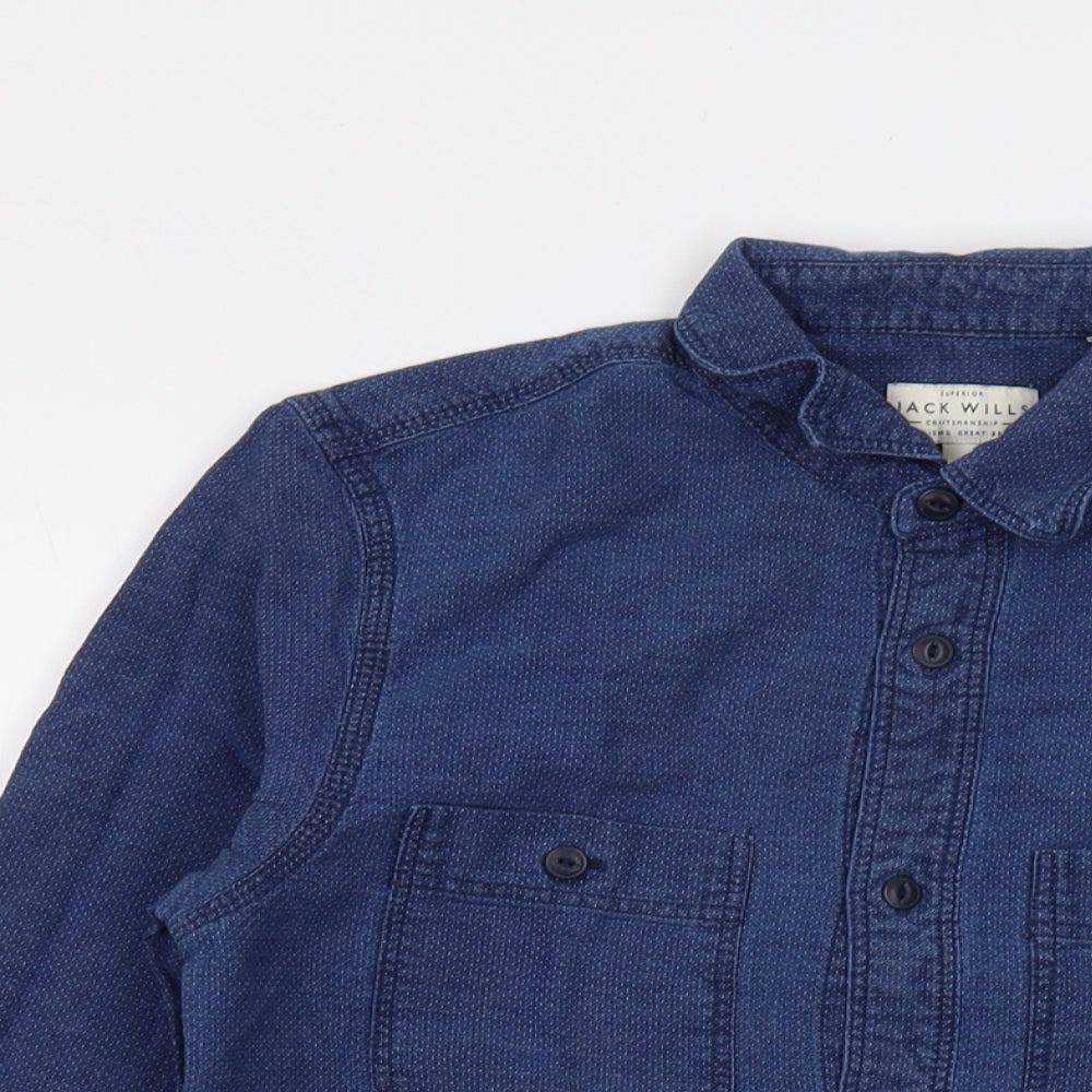 Jack Wills Mens Blue Cotton Button-Up Size XS Collared Button