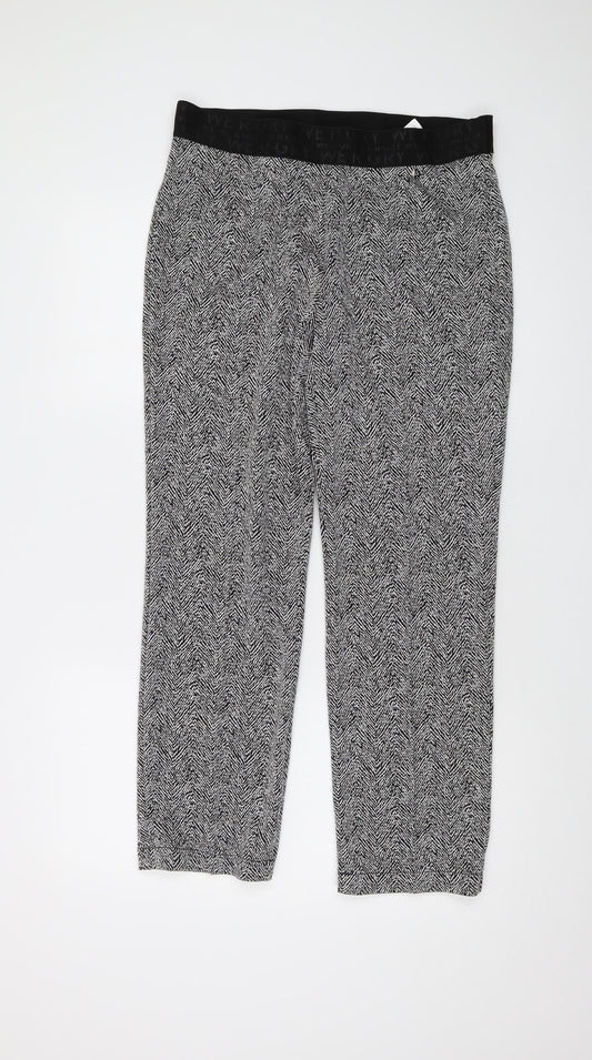 Gerry Weber Womens Black Geometric Viscose Trousers Size 14 L27 in Regular