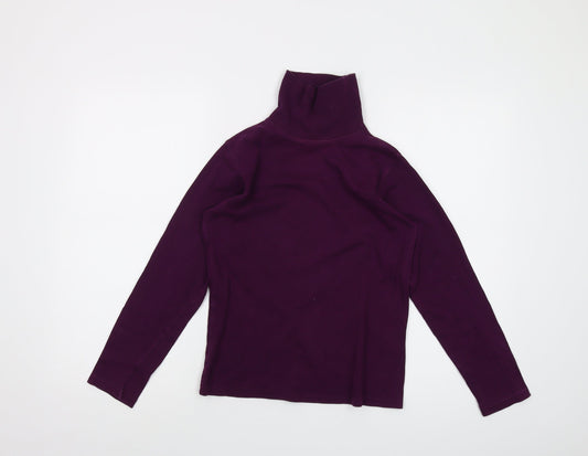 The Golf Womens Purple Cotton Basic T-Shirt Size S Roll Neck
