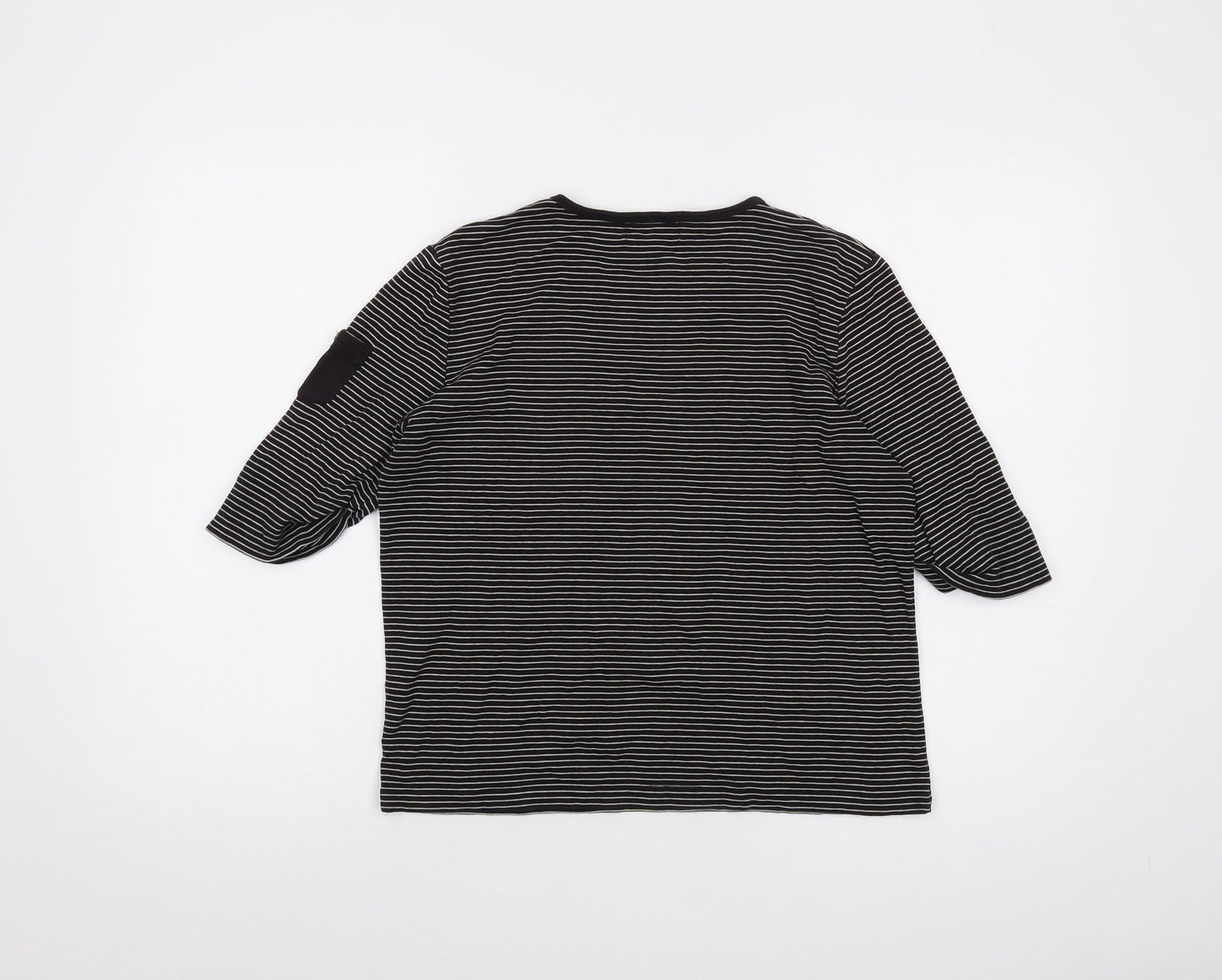 Jones New York Womens Brown Striped Cotton Basic T-Shirt Size M Round Neck