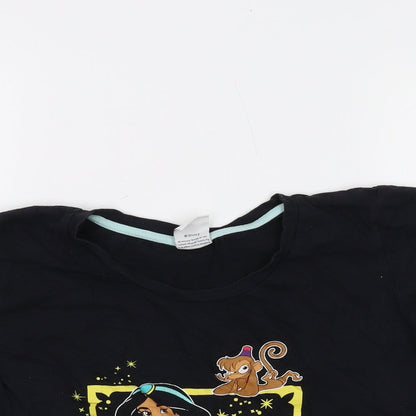 Preloved Disney Womens Black Cotton Basic T-Shirt Size 8 Crew Neck - Detail