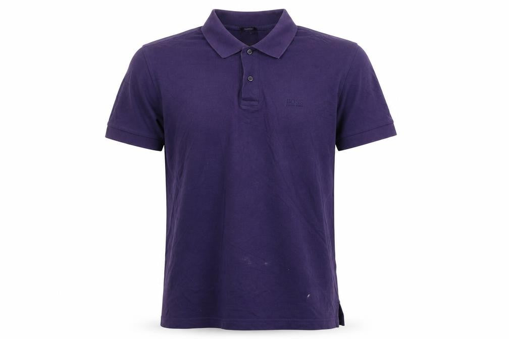 BOSS Mens Purple Cotton Polo Size M Collared Button