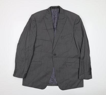 Reda Mens Grey Striped Wool Jacket Suit Jacket Size 44 Regular