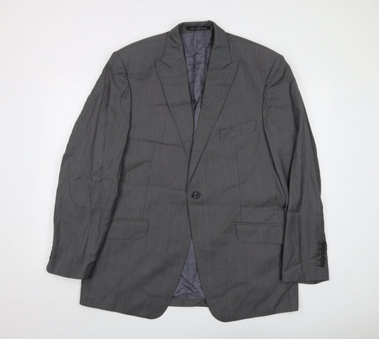 Reda Mens Grey Striped Wool Jacket Suit Jacket Size 44 Regular