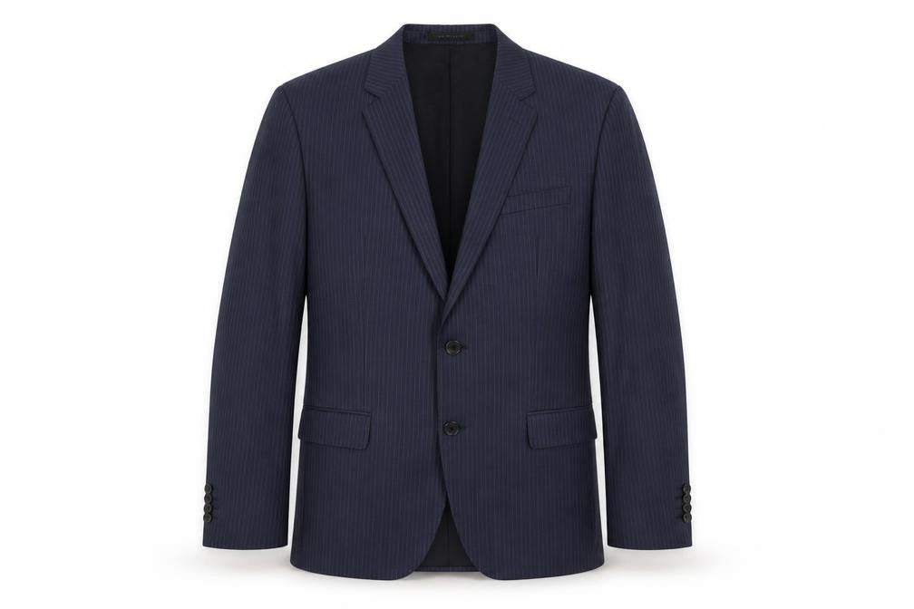 BOSS Mens Blue Striped Wool Jacket Suit Jacket Size 42 Regular