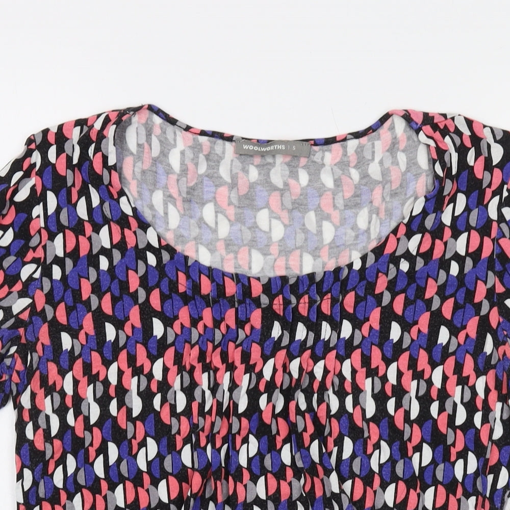 Woolworths Womens Multicoloured Geometric Viscose Basic T-Shirt Size S Round Neck