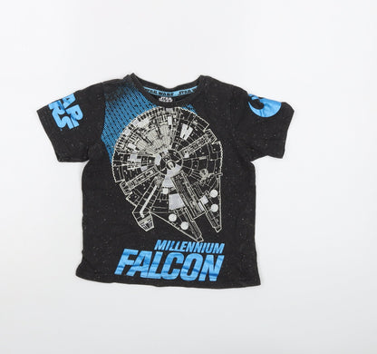 Additional front view of Star Wars boys’ grey cotton basic t-shirt, size 3-4, years crew neck pullover