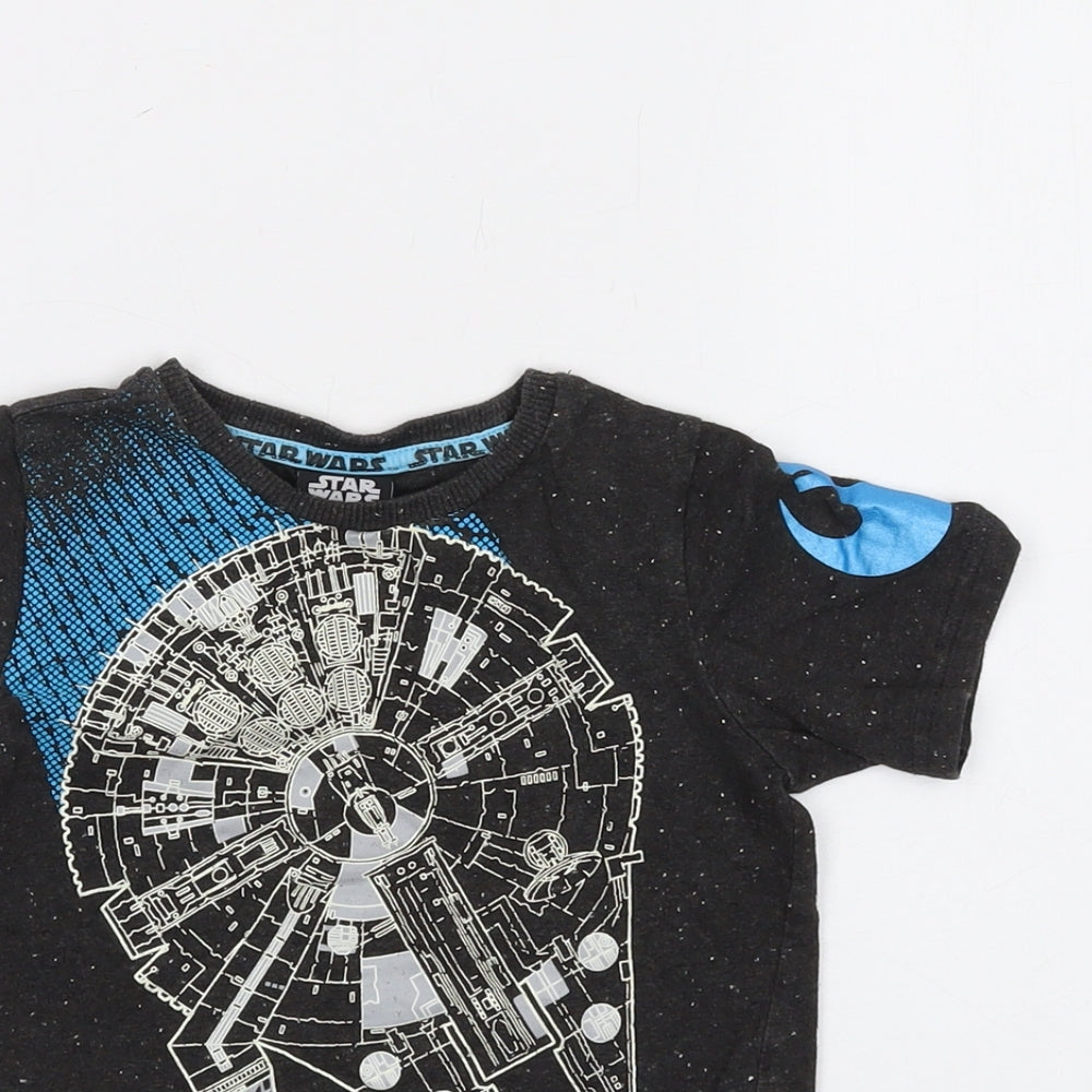 Star Wars Boys Grey Cotton Basic T-Shirt Size 3-4 Years Crew Neck Pullover
