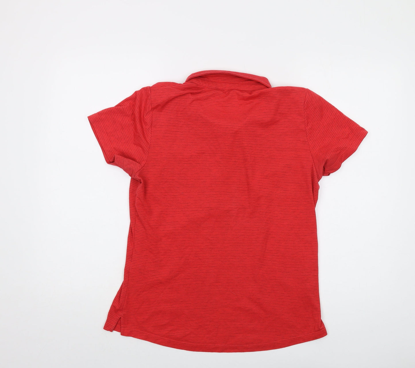 Rohan Womens Red Striped Polyester Basic Polo Size 12 Collared