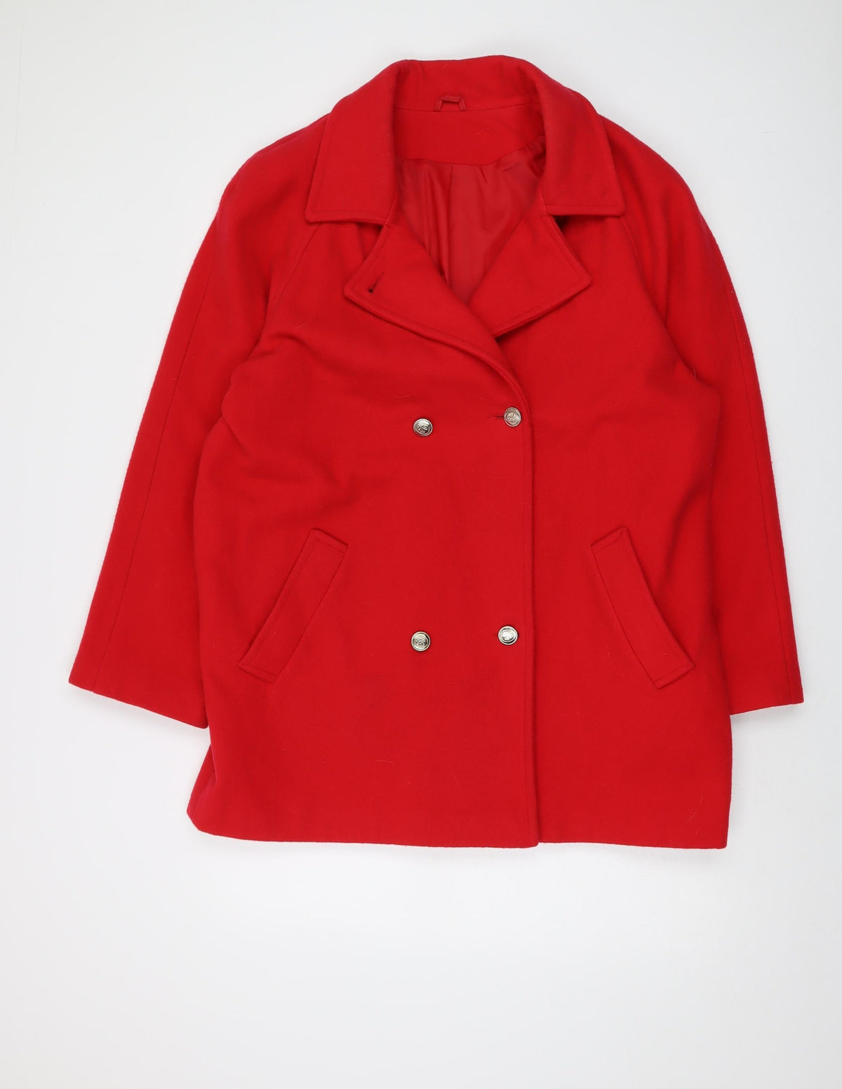 Classics Womens Red Overcoat Coat Size 16 Button
