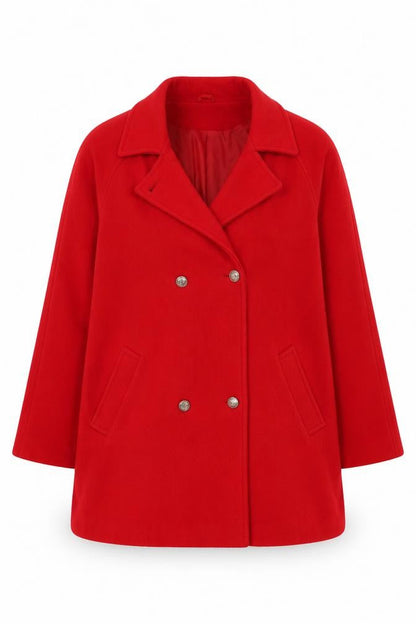 Classics Womens Red Overcoat Coat Size 16 Button