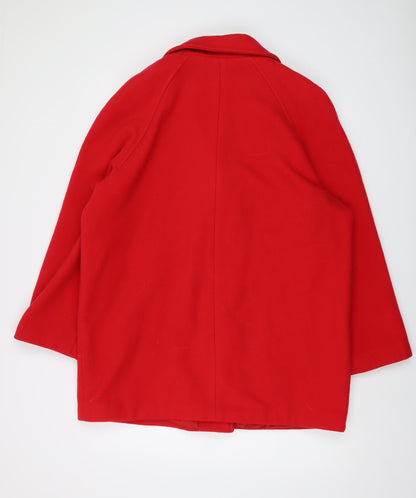 Classics Womens Red Overcoat Coat Size 16 Button