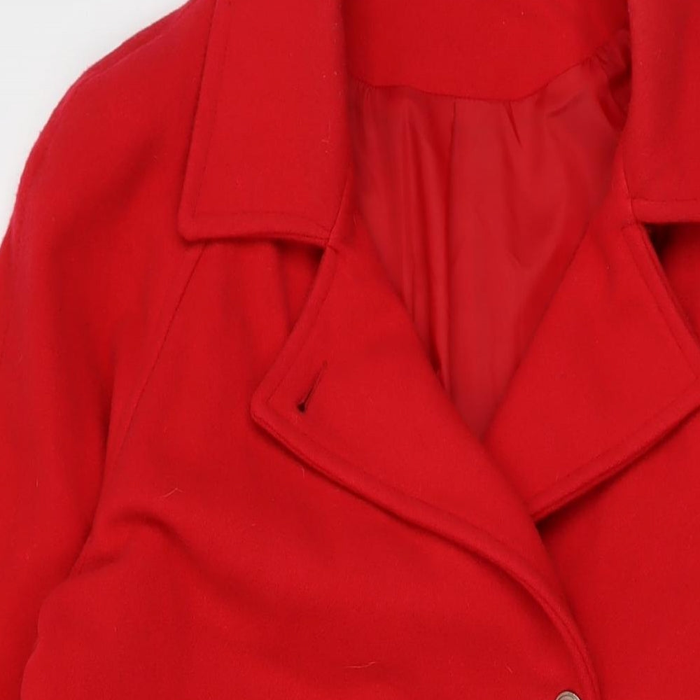 Classics Womens Red Overcoat Coat Size 16 Button