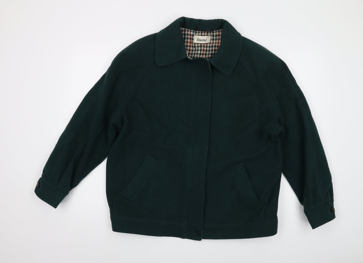 Simone Womens Green Jacket Size 14 Zip