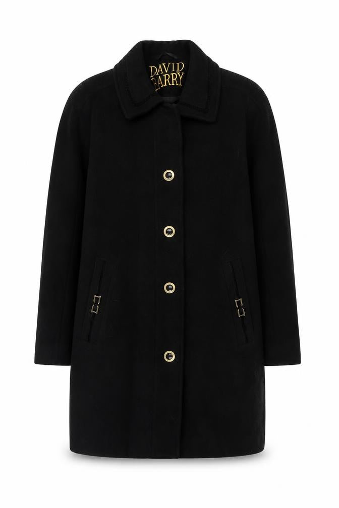 David Barry Womens Black Overcoat Coat Size 14 Button