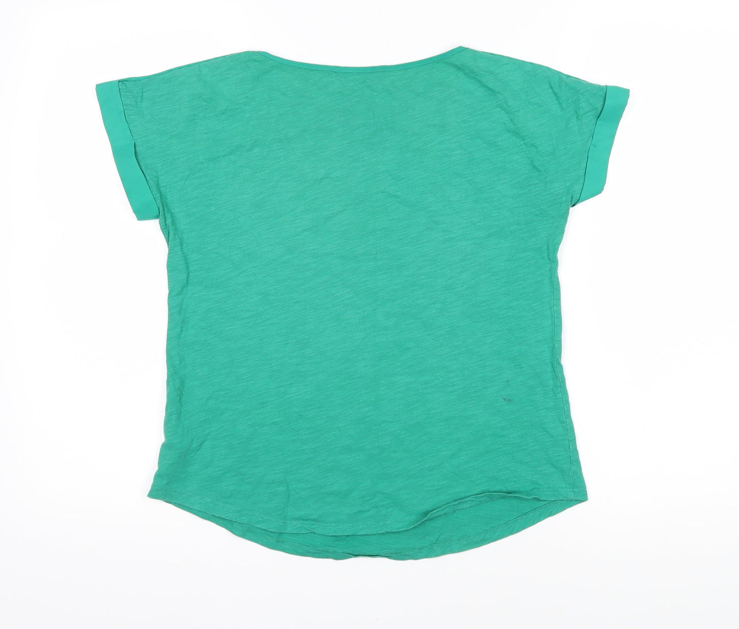 Oasis Womens Green Cotton Basic T-Shirt Size XS Boat Neck