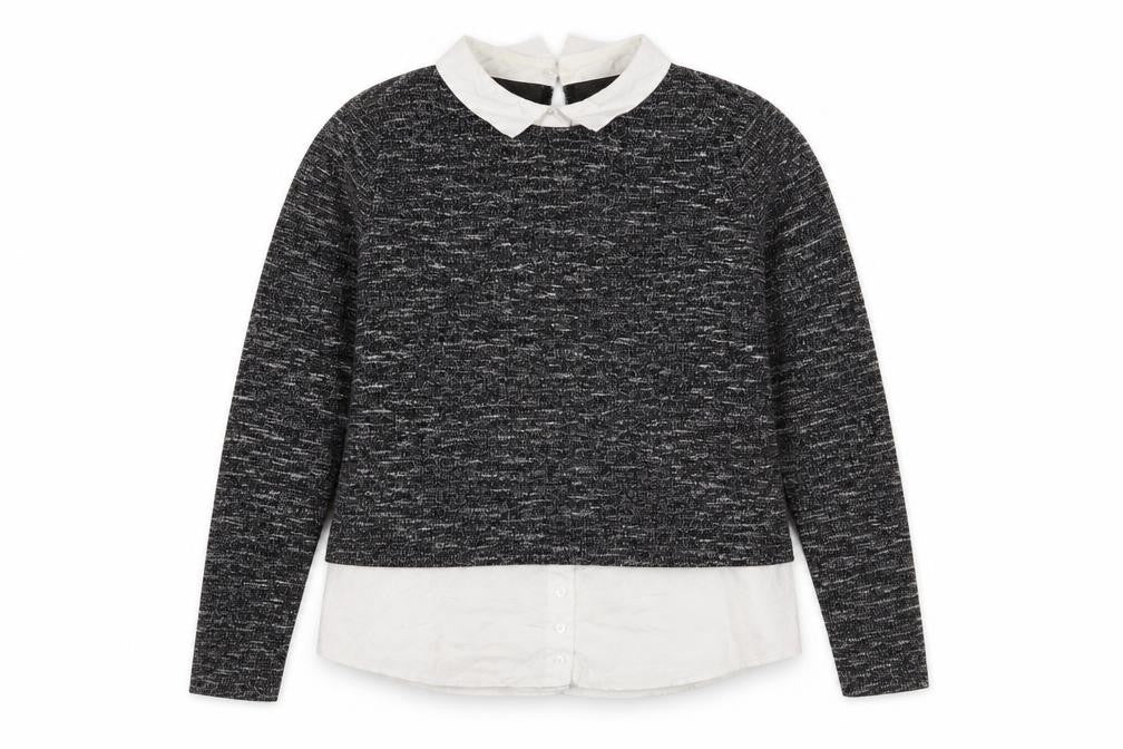 Oasis Womens Black Collared Polyester Pullover Jumper Size M