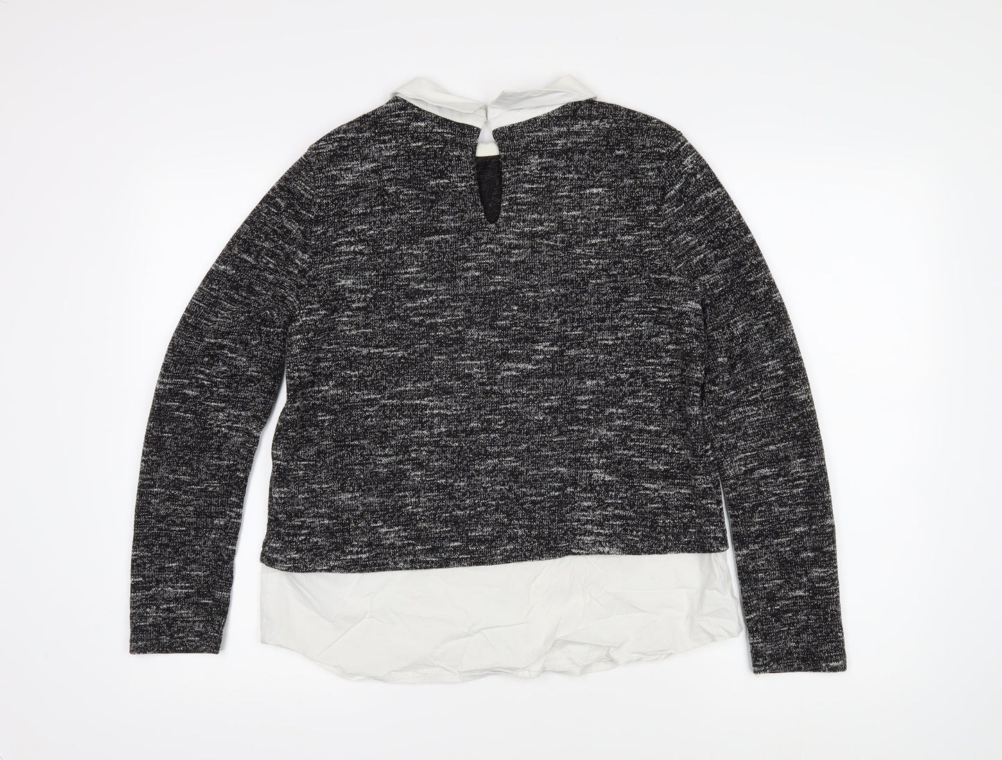 Oasis Womens Black Collared Polyester Pullover Jumper Size M