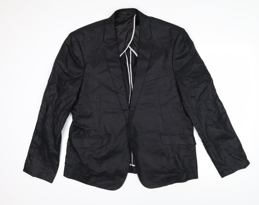 Linea Mens Black Jacket Blazer Size XL Button