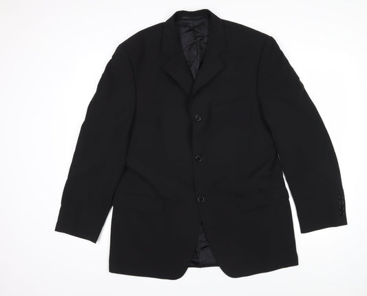 Hugo James Mens Black Polyester Jacket Blazer Size 40 Regular