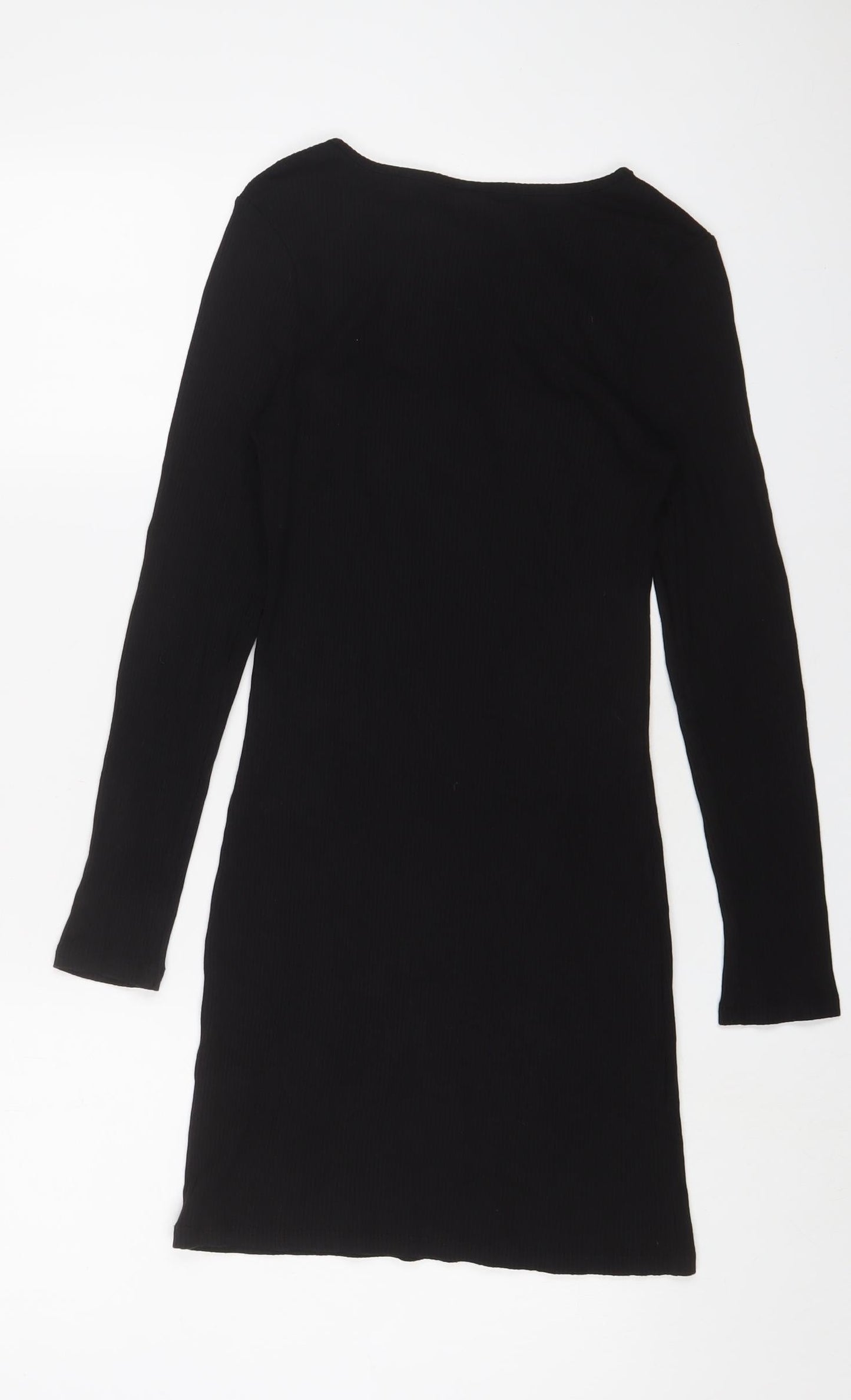 Topshop Womens Black Viscose Bodycon Size 10 Square Neck Pullover