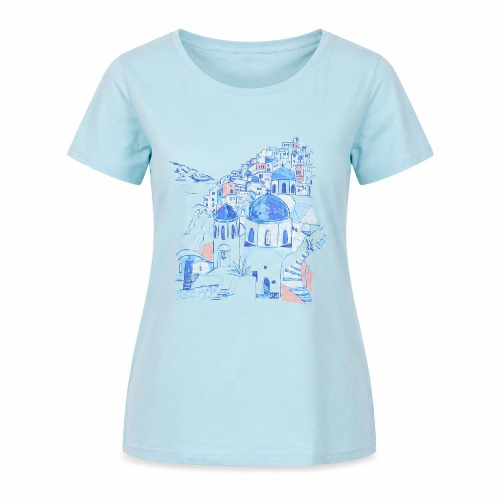 Bonmarché Womens Blue Polyester Basic T-Shirt Size 10 Crew Neck