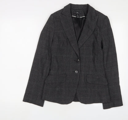 H&M Womens Grey Jacket Blazer Size 6 Button