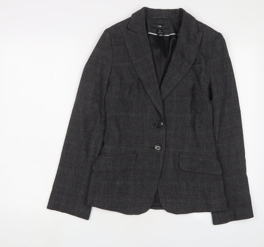 H&M Womens Grey Jacket Blazer Size 6 Button