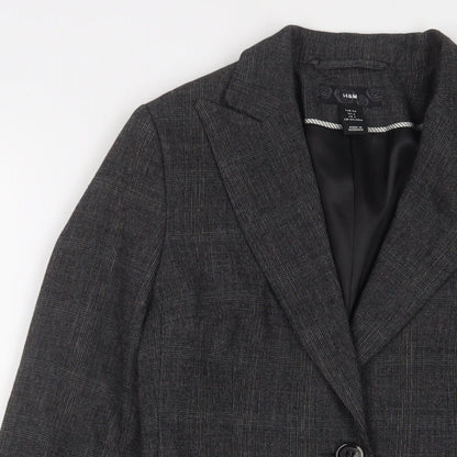 H&M Womens Grey Jacket Blazer Size 6 Button