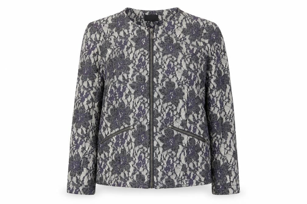 Klass Womens Grey Fair Isle Jacket Size 12 - Zip Pockets