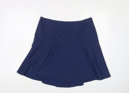 Next Womens Blue Polyester A-Line Skirt Size 14 Zip