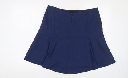 Next Womens Blue Polyester A-Line Skirt Size 14 Zip