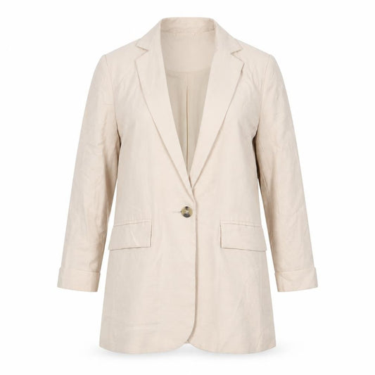 New Look Womens Beige Jacket Blazer Size 6 Button