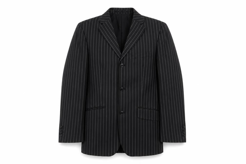 Milan Mens Grey Striped Polyester Jacket Suit Jacket Size 36 Regular