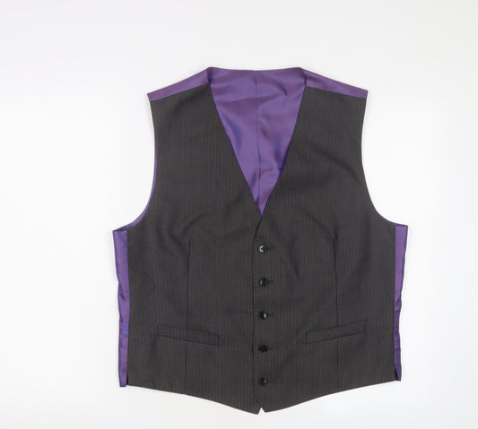 Marks and Spencer Mens Grey Polyester Jacket Suit Waistcoat Size L Regular
