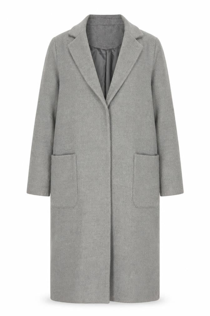 New Look Womens Grey Overcoat Coat Size 12 Snap