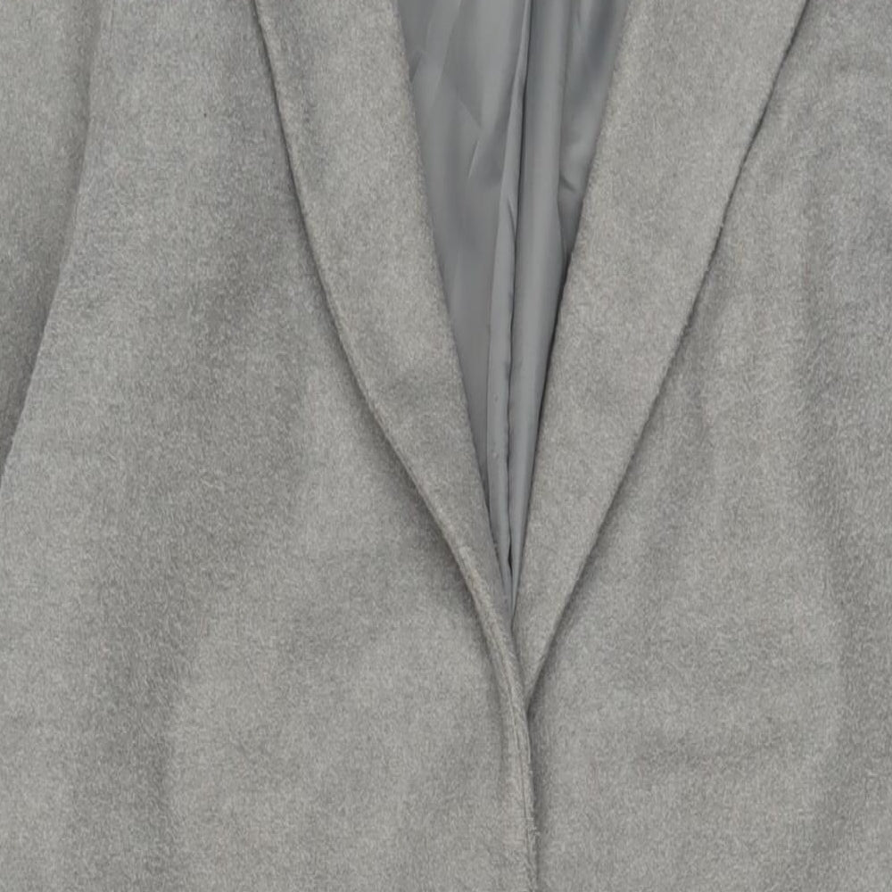 New Look Womens Grey Overcoat Coat Size 12 Snap