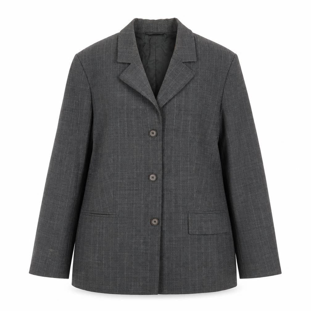 Olsen Womens Grey Striped Jacket Blazer Size 16 Button