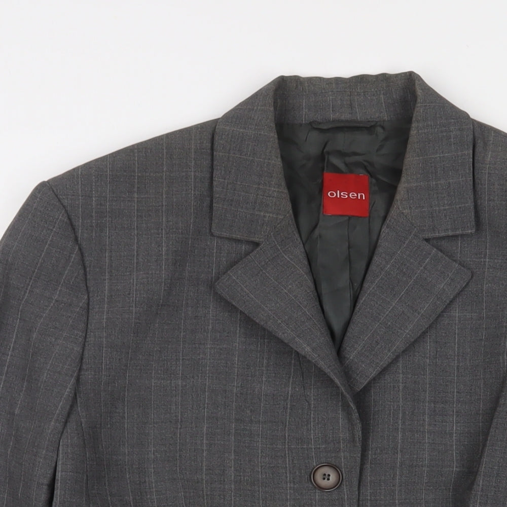Olsen Womens Grey Striped Jacket Blazer Size 16 Button