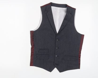 ONESIX5IVE Mens Grey Wool Jacket Suit Waistcoat Size 36 Regular